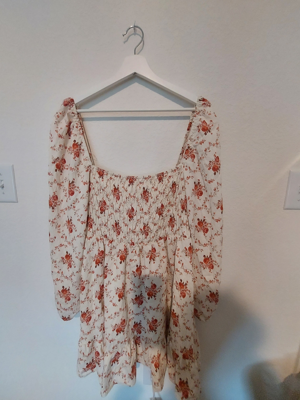 Altar'd State Cream Mini Dress with Rust Floral Print